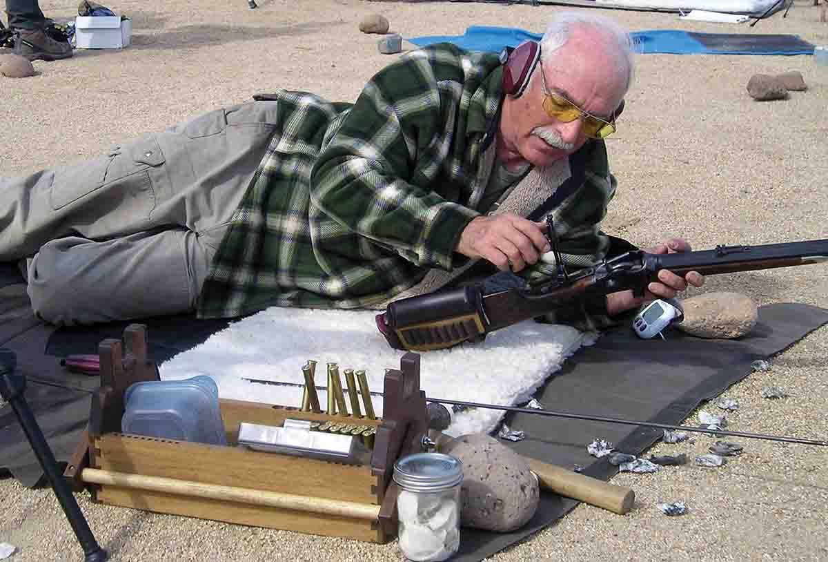 Steve making sight corrections during the Byers, Colorado, Mid Range match.